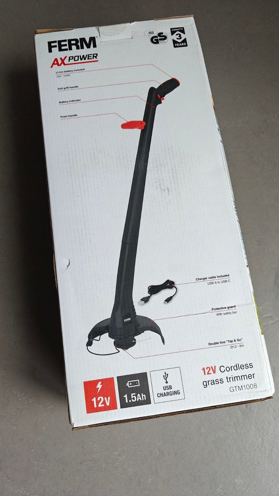 FERM AX POWER 12V Accu Draadloze Grastrimmer GTM1008 Nieuw, Tuin en Terras, Ophalen of Verzenden, Nieuw, Accu, Ferm
