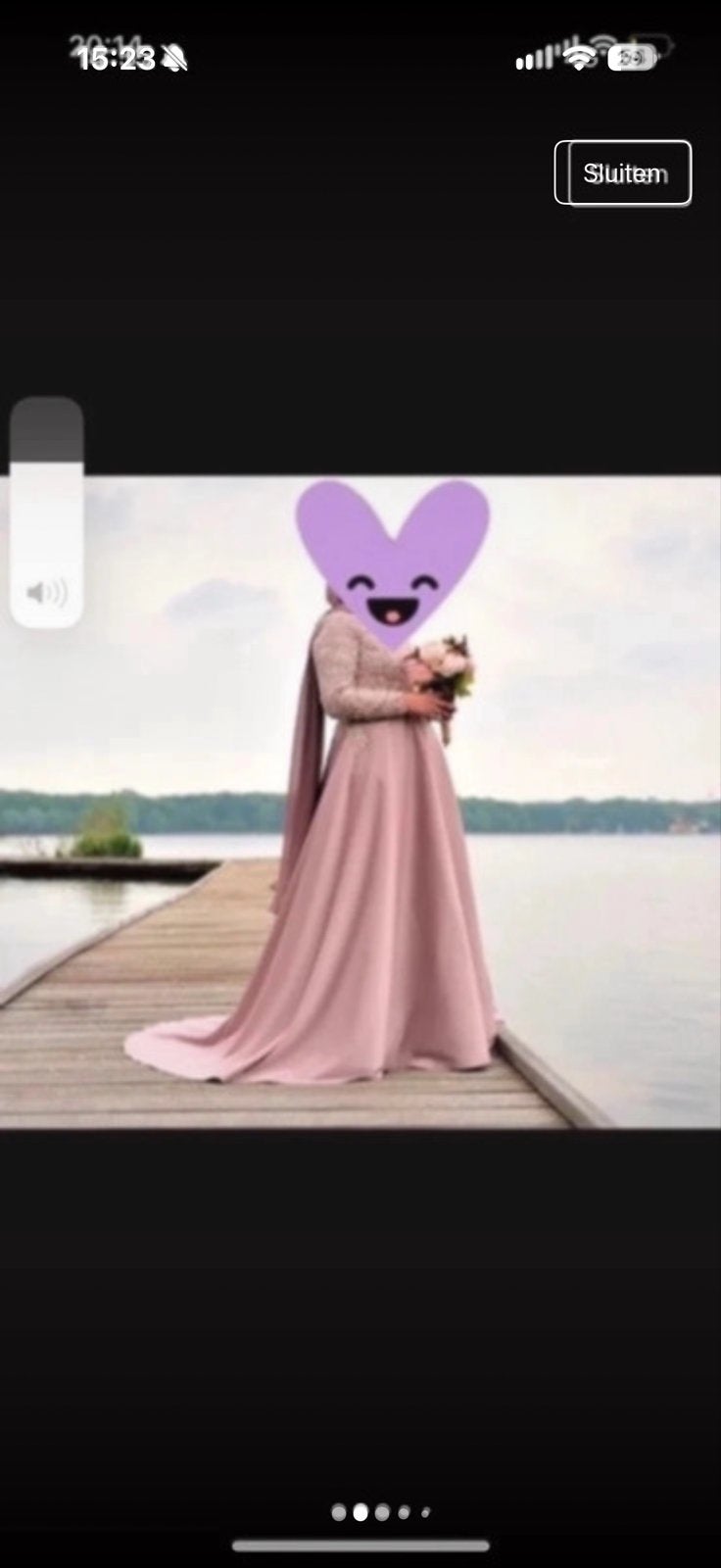 Elegante Roze Trouwjurk met Kant en Hijab, Ophalen, Zo goed als nieuw, Roze, Trouwjurk