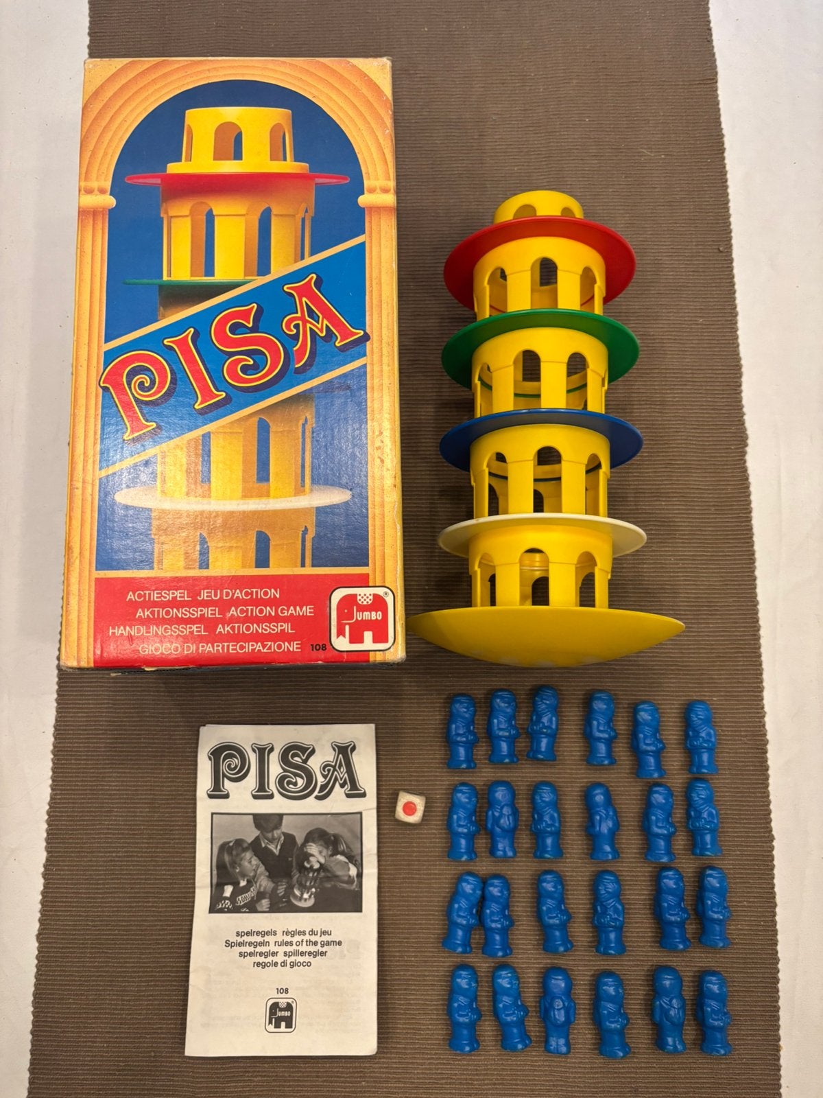 Toren van Pisa Jumbo - Balansspel met toren en poppetjes, Een of twee spelers, Ophalen of Verzenden, Zo goed als nieuw