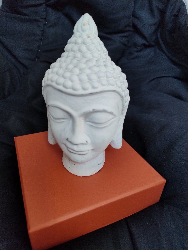 Wit Boeddha hoofd +-18 cm, Ophalen of Verzenden, Zo goed als nieuw, Overige materialen, Wit