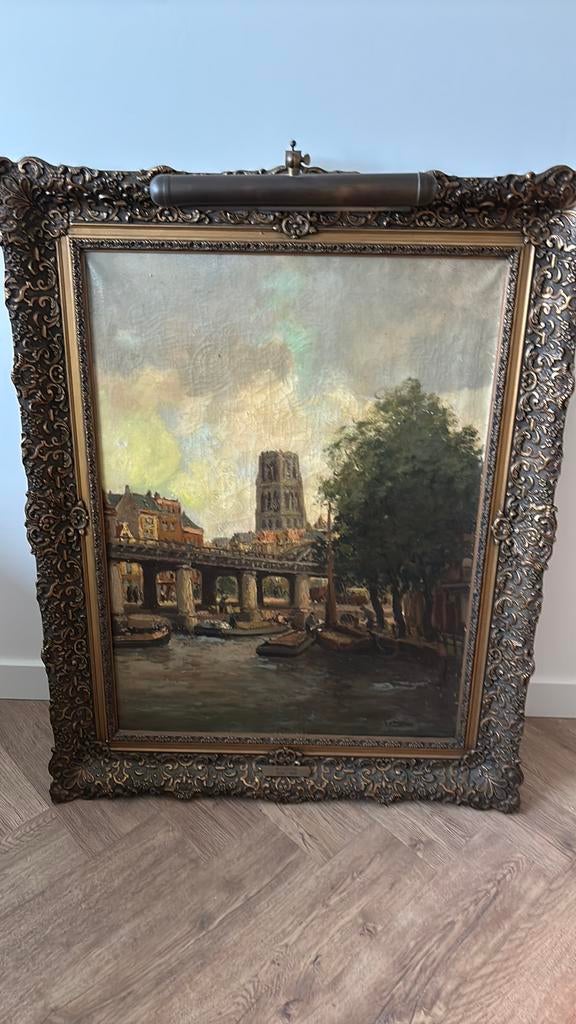 Olieverf schilderij Laurenskerk Rotterdam, Antiek en Kunst, Ophalen