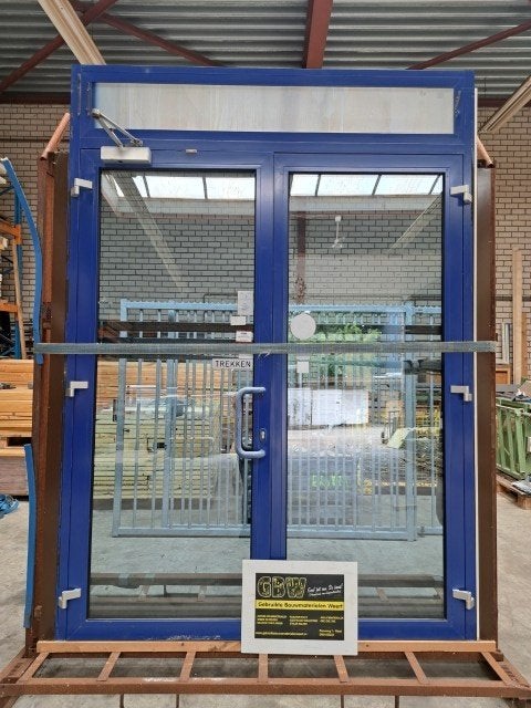 aluminium dubbele deur, dubbelglas, buitendeur, tuindeur, Doe-het-zelf en Verbouw, Ophalen, Gebruikt, Deurkozijn, Aluminium