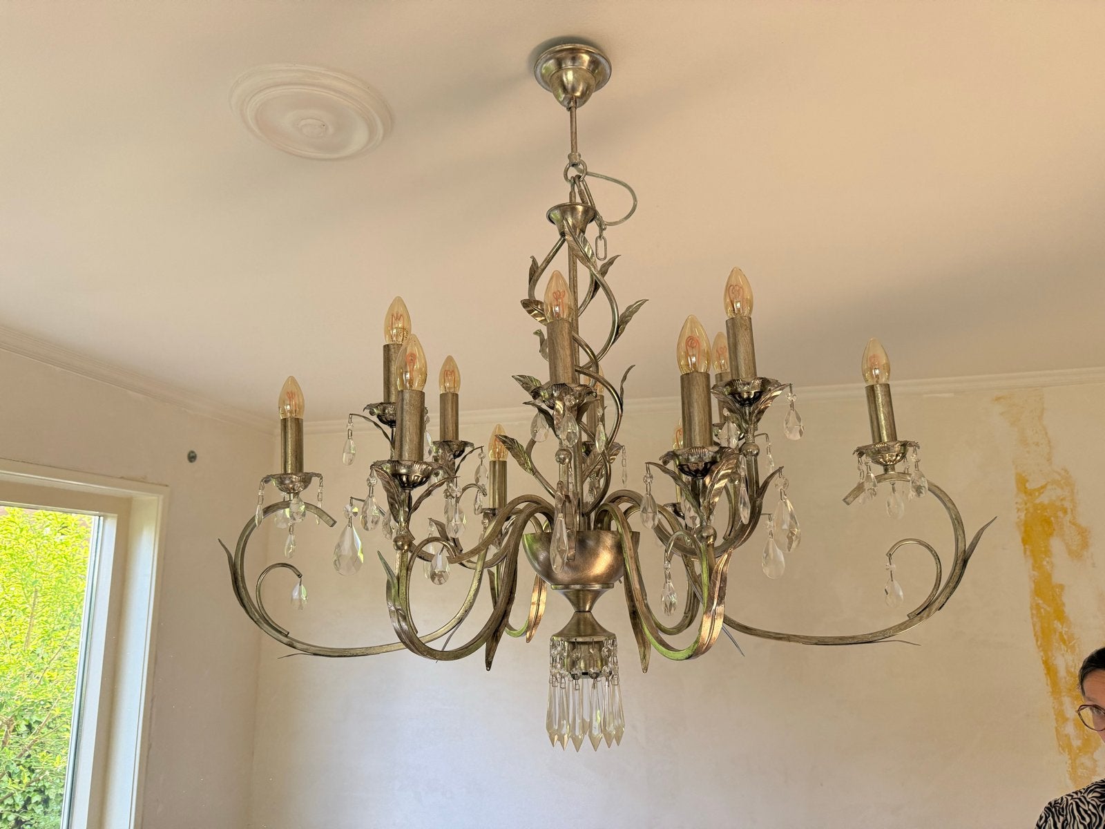 Hanglamp Kroonluchter Leclerc & Bouwman met spot, Huis en Inrichting, Ophalen, Zo goed als nieuw, Glas, Landelijk, klassiek, stijlvol, vintage