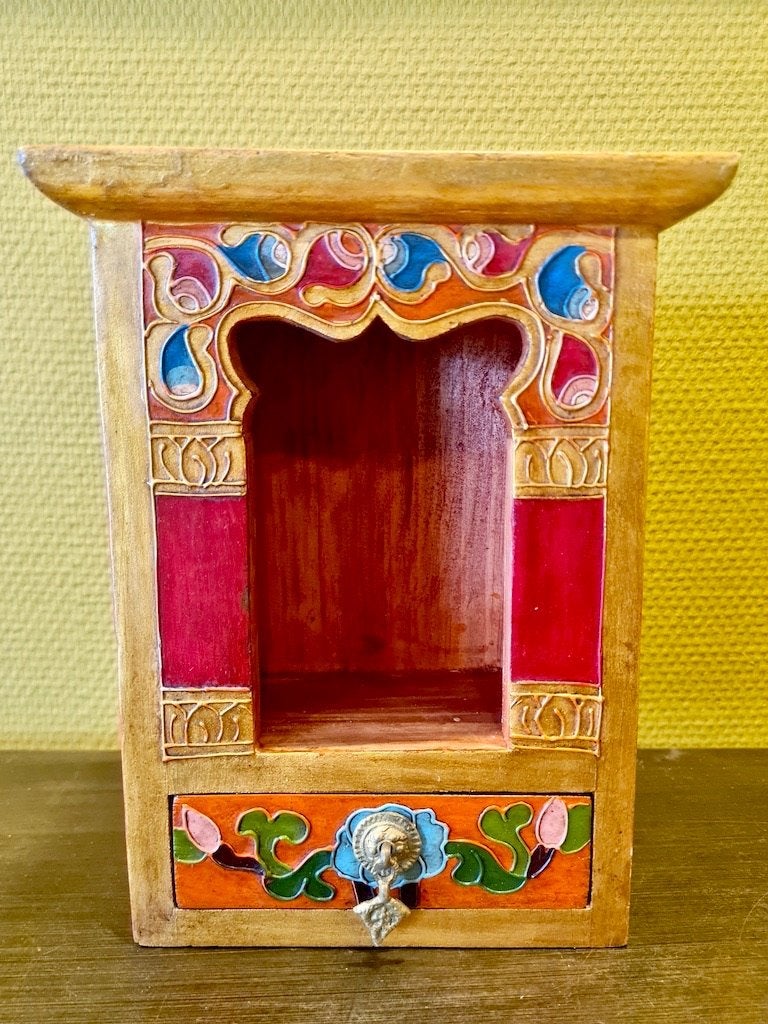 TIBETAANS HUISALTAAR 23 CM, Hout, Meerkleurig, Nieuw, Ophalen of Verzenden