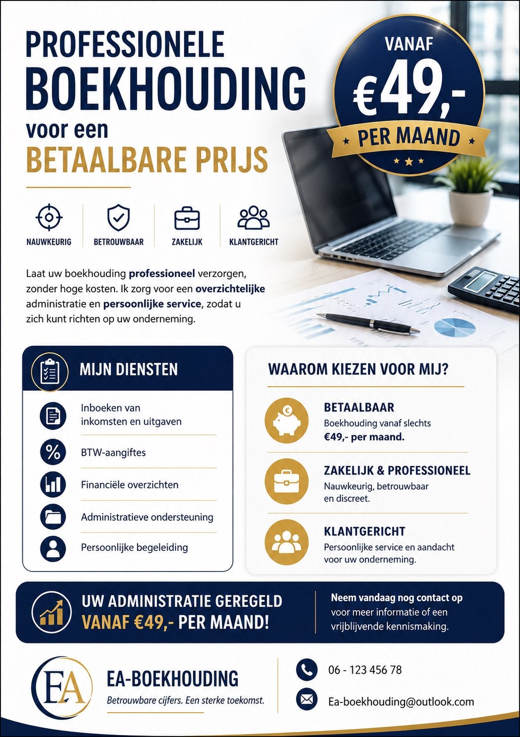 Boekhouding / administratie vanaf €49,- per maand!, Computers en Software, Ophalen of Verzenden