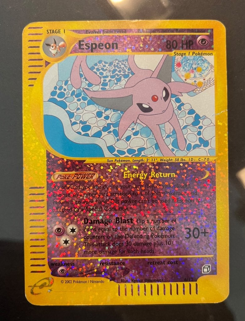 Espeon 6 / 12 Aquapolis Box Topper Jumbo 2003 Pokémon, Ophalen of Verzenden, Gebruikt, Losse kaart, Foil