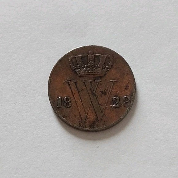Mooie halve cent 1828 U (Utrecht) - Willem I, Ophalen of Verzenden, Koning Willem I, Overige waardes, Losse munt