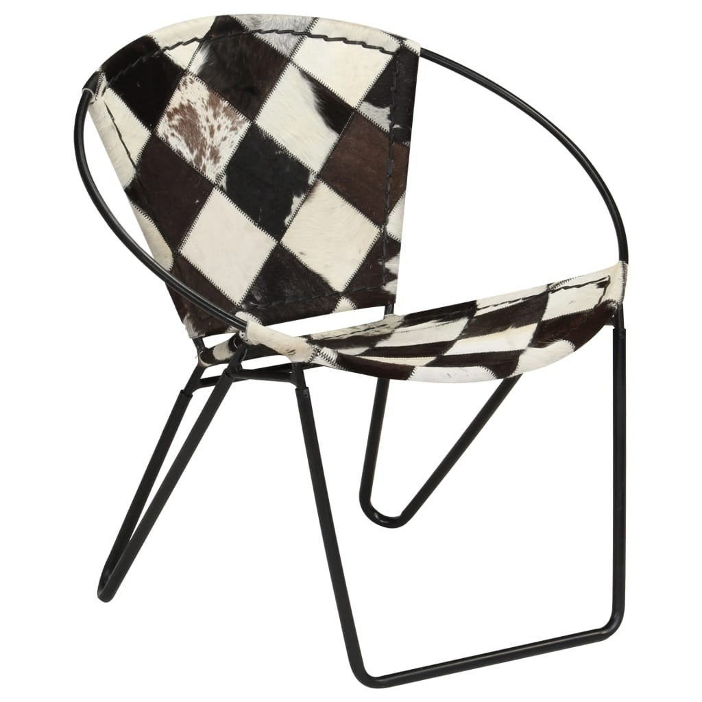Vlinderstoel Loungestoel Geitenleer Zwart Diamantpatroon, Ophalen, Modern, Industrieel, Zwart, Nieuw