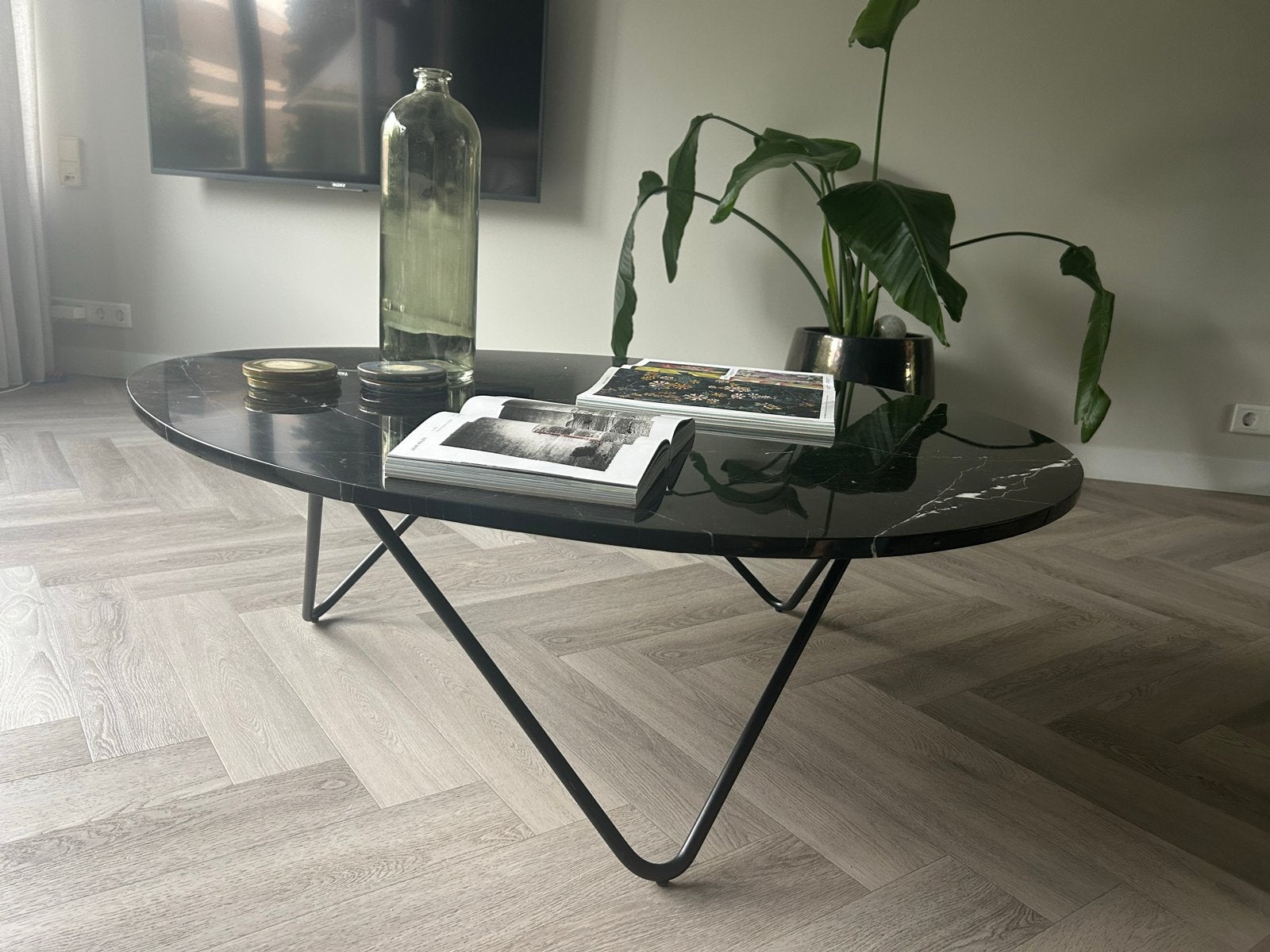 Marmeren salontafel - 100x120cm, hoogte 38cm, Huis en Inrichting, Tafels | Salontafels, Ophalen, Overige materialen, Gebruikt