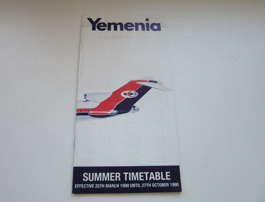 Yemenia summer timetable 1990, Verzamelen, Verzenden, Gebruikt, Overige typen