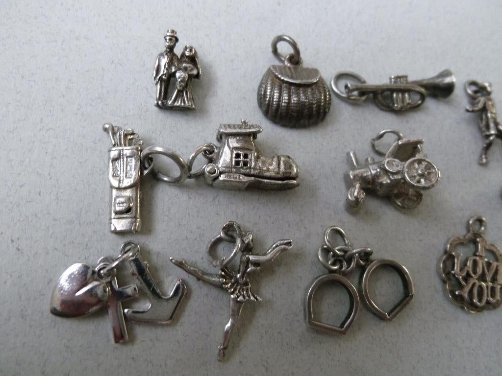Verschillende oude bedels zilver, Sieraden, Tassen en Uiterlijk, Antieke sieraden, Verzenden, Zilver, Overige typen