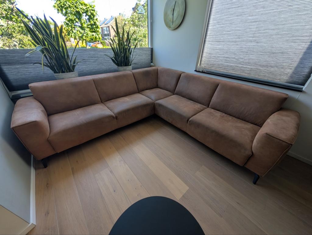Xooon Prizzi Hoekbank Cognac - 3 Delen, Stof Secilia, Ophalen, 250 tot 300 cm, Gebruikt, Hoekbank