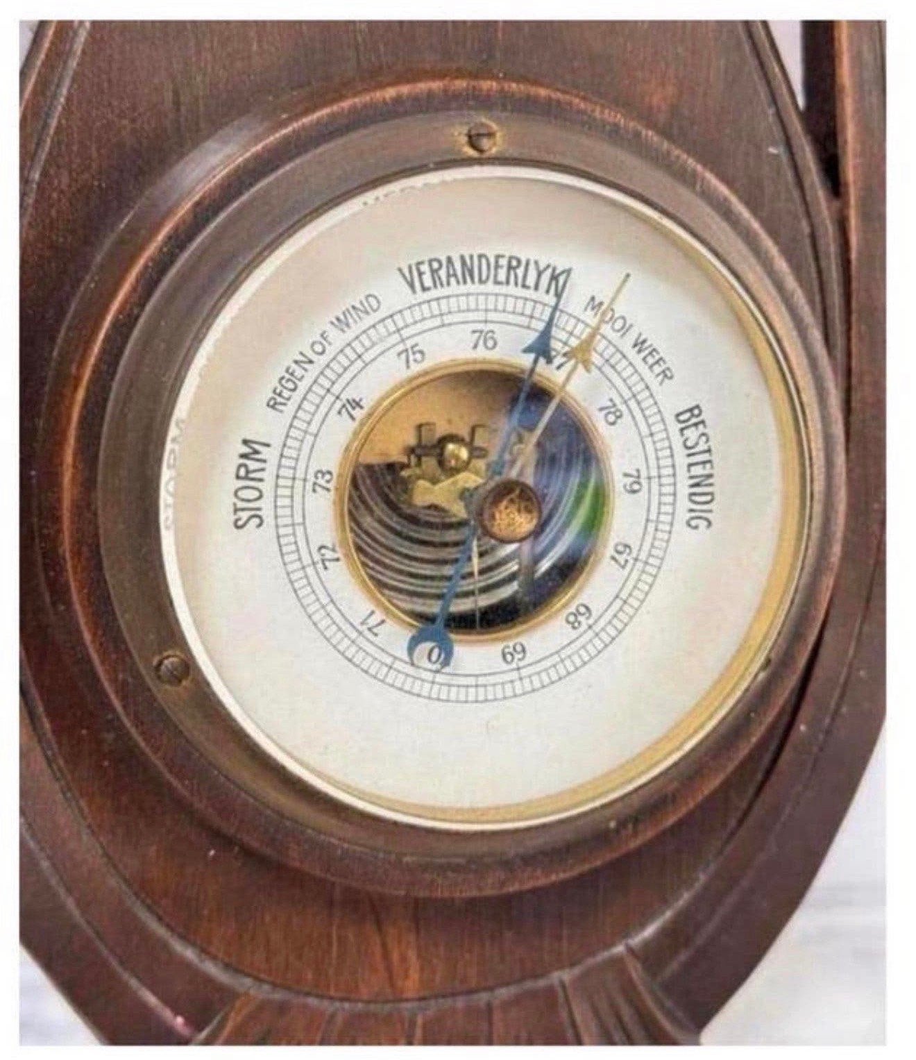 Antiek 1900-10 Veranderlyk Barometer Weerstation donkerhout, P, P, P, Ophalen of Verzenden