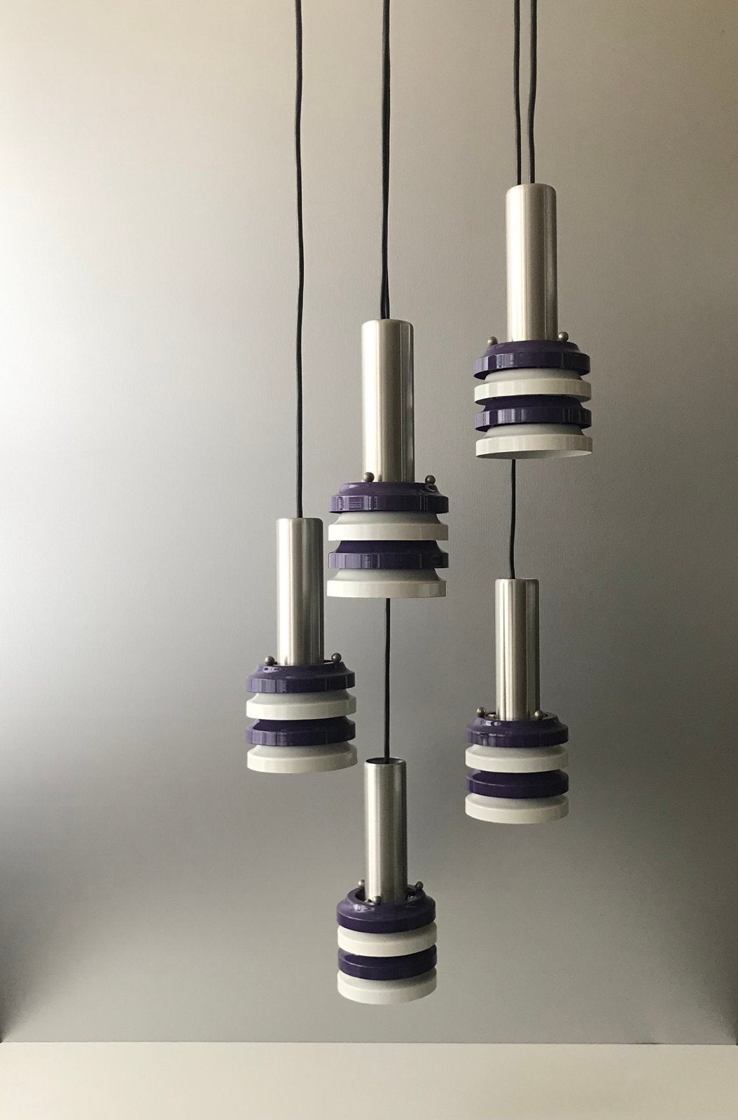 Lakro cascade lamp 70s purple silence of the lamps, Gebruikt, Mid century modern vintage design, E14 (klein), Ophalen of Verzenden