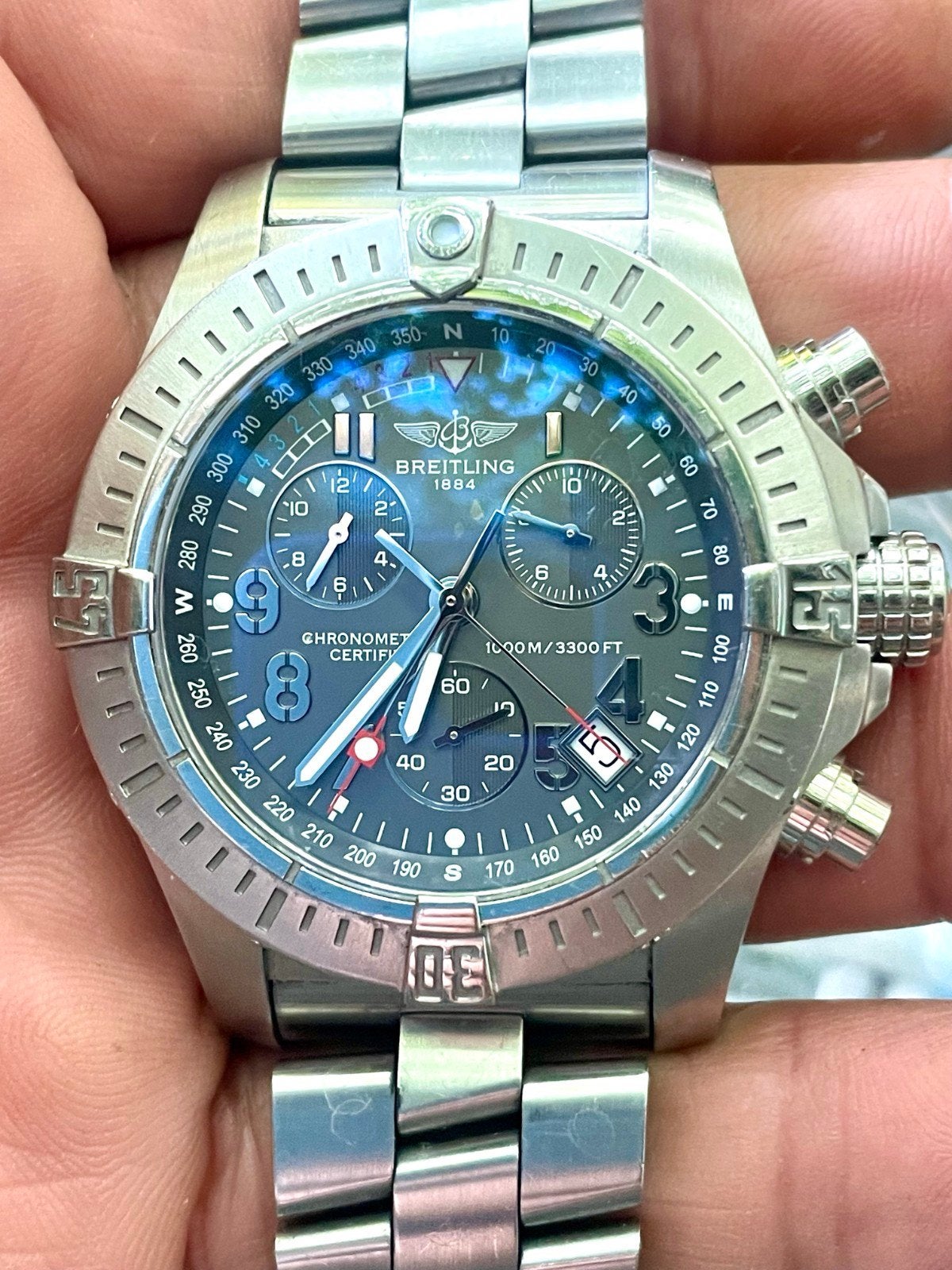 Breitling Avenger seawolf chronograph fullset, Sieraden, Tassen en Uiterlijk, Horloges | Heren, Ophalen, Staal, Breitling