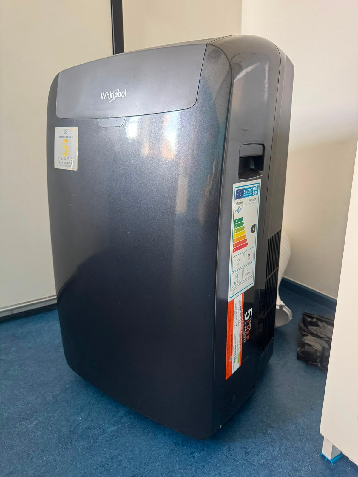 Whirlpool mobiele airco, Witgoed en Apparatuur, Ophalen, 3 snelheden of meer, Zo goed als nieuw, 100 m³ of groter