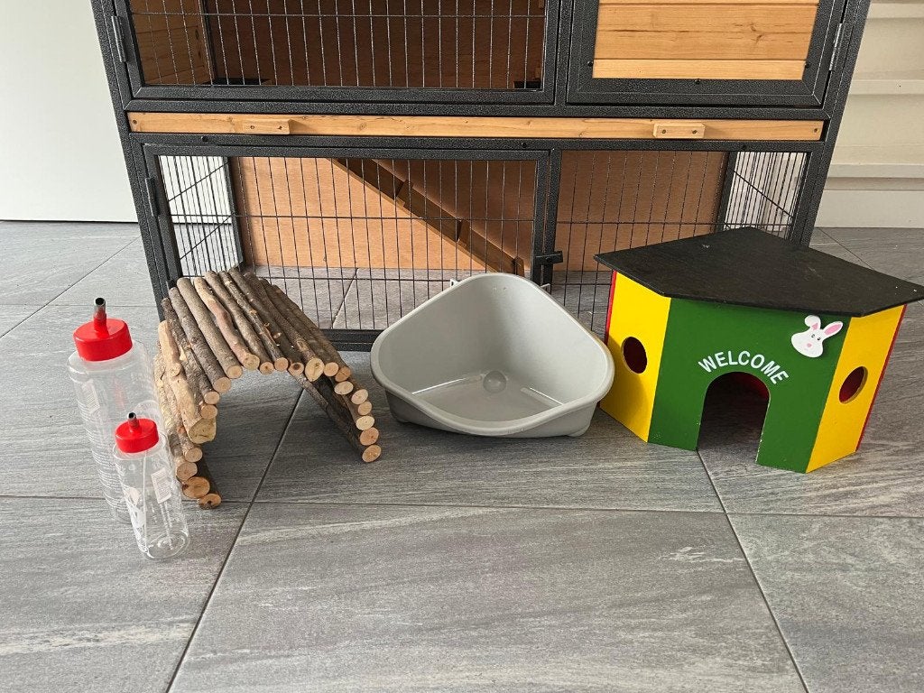 Grote en leuke konijnenkooi/cavia kooi met accessoires, Ophalen, Kooi, 60 tot 90 cm, Cavia