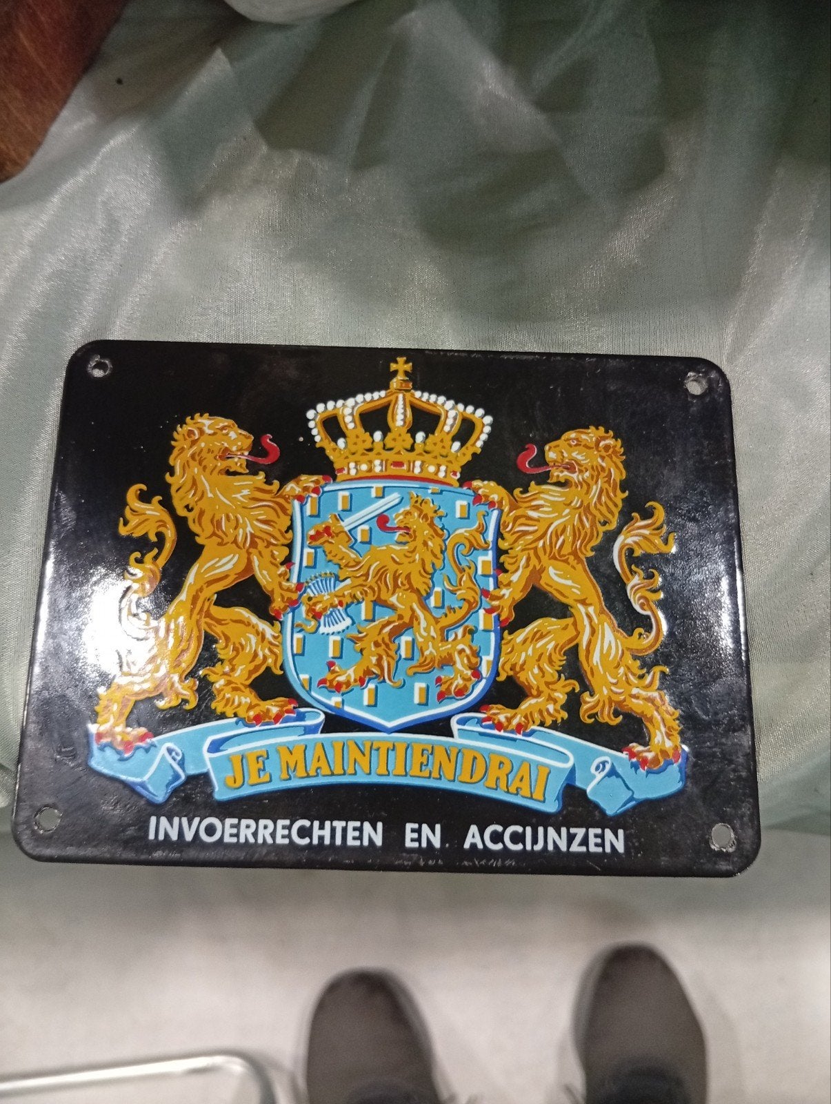 Douane Nederland Emaille Bord - J.E. Maintiendrai, Ophalen of Verzenden