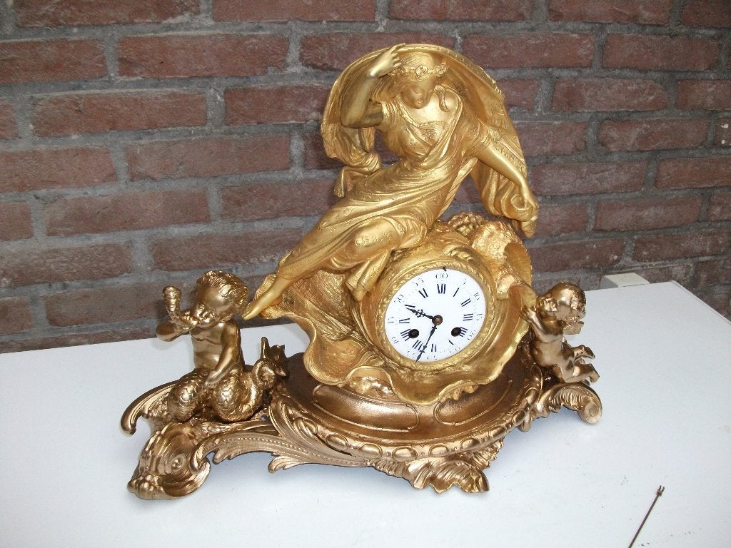 Antieke Pendule " DE Vloedgolf " van PH.MOUREY, Antiek en Kunst, Ophalen of Verzenden