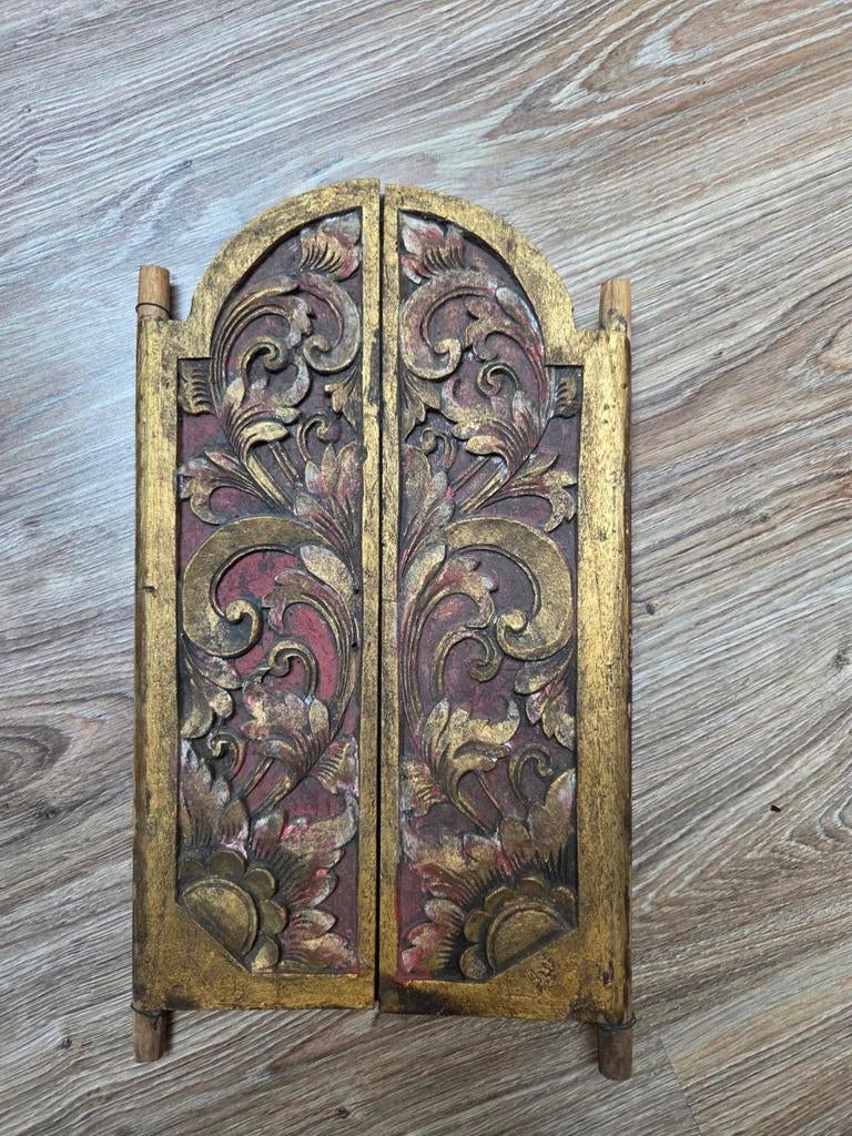 Balinese luikje met prachtig houtsnijwerk - Bali, Antiek en Kunst, Ophalen of Verzenden