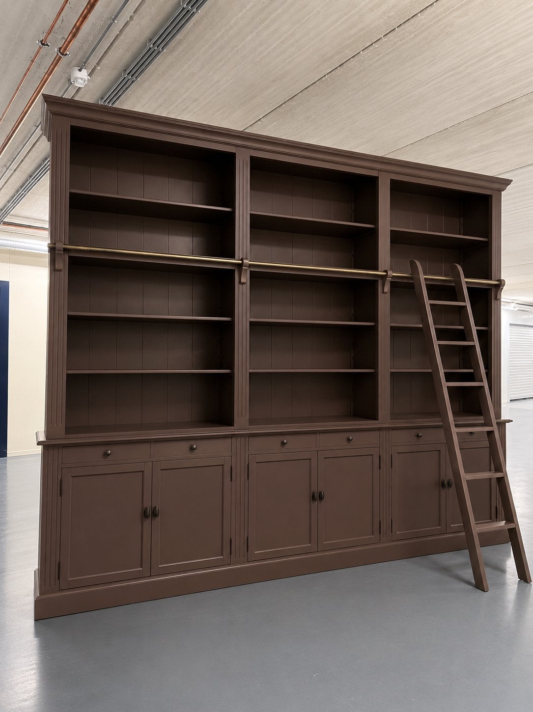 Grote Landelijke Boekenkast met ladder Bruin |#K41, Huis en Inrichting, Kasten | Boekenkasten, Met plank(en), 200 cm of meer, Pakhuis Zuidwest