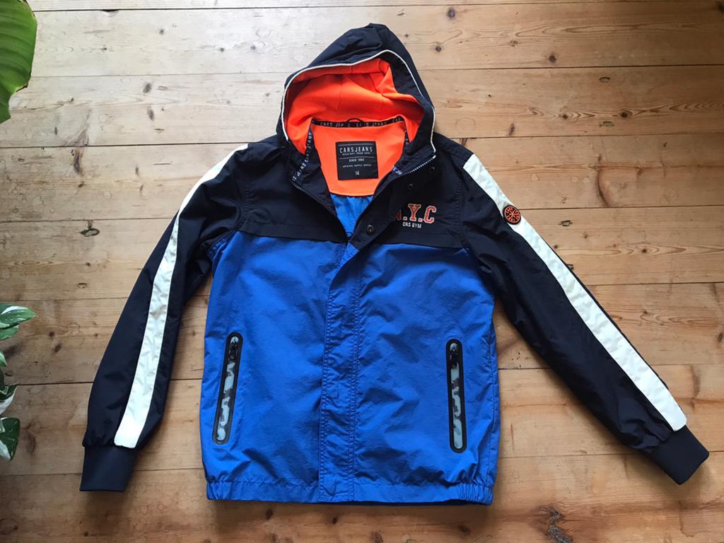Cars jongens zomerjas blauw, wit, oranje  maat 164, Ophalen of Verzenden, Zo goed als nieuw, Jongen, Jas