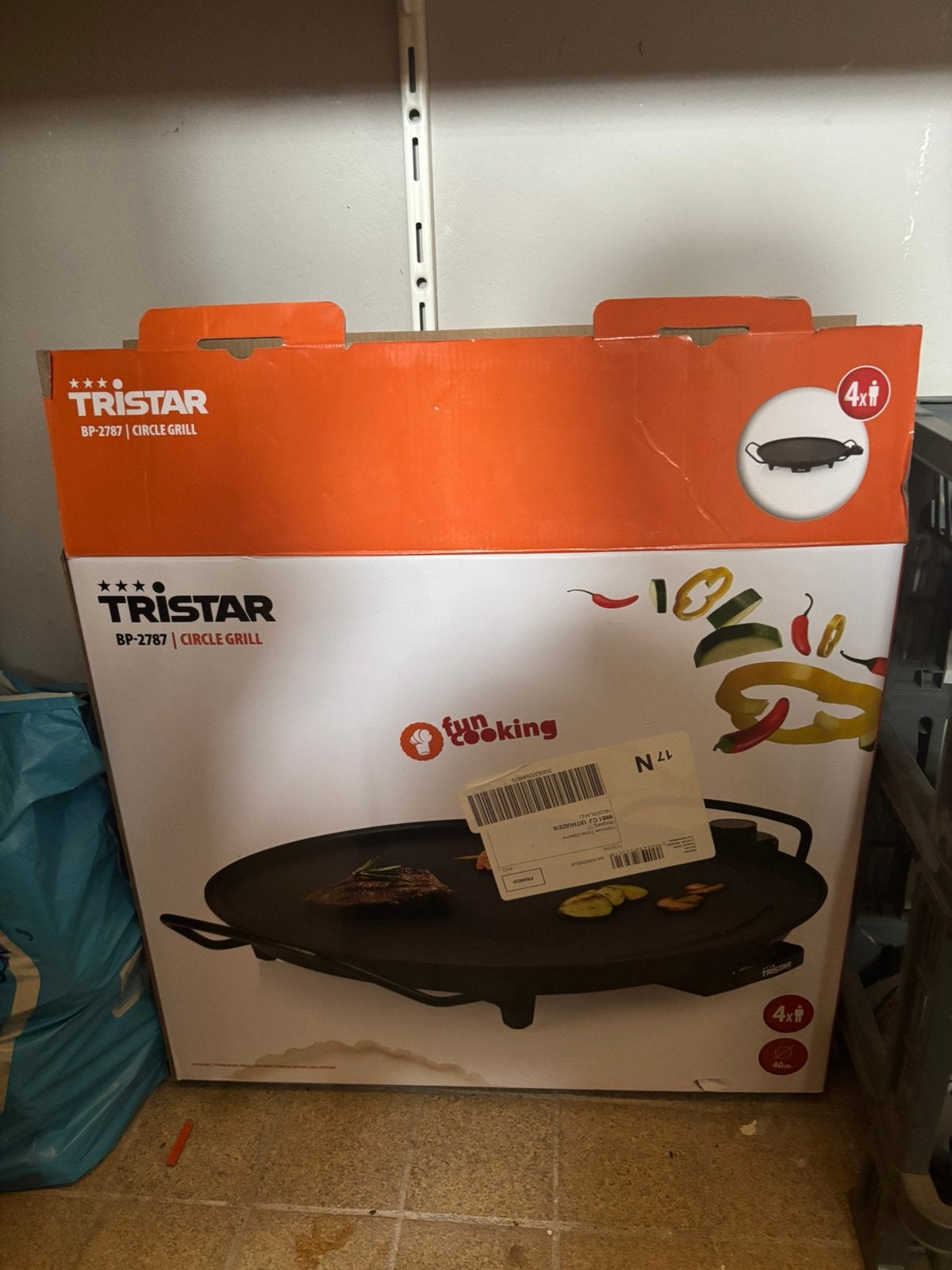 Tristar circle grill 40 cm ronde bakplaat gourmet, Ophalen, Zo goed als nieuw, Tafelgrill