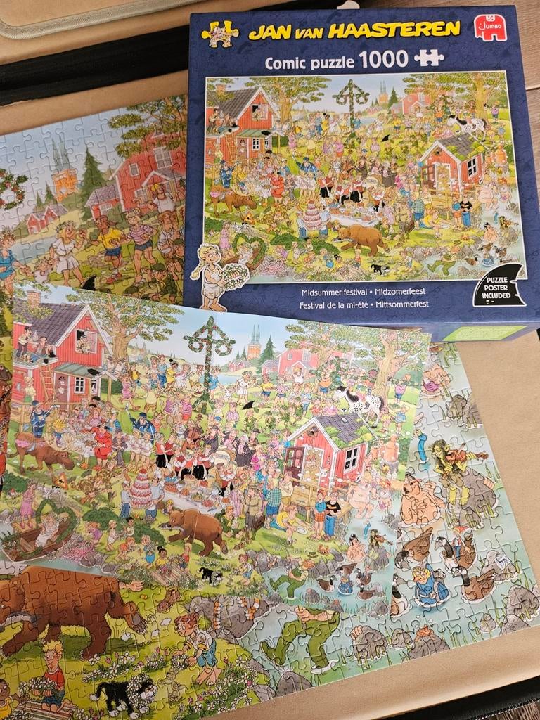 Jan van Haasteren Midzomer feest 1000 stukjes, Hobby en Vrije tijd, Denksport en Puzzels, Zo goed als nieuw, 500 t/m 1500 stukjes