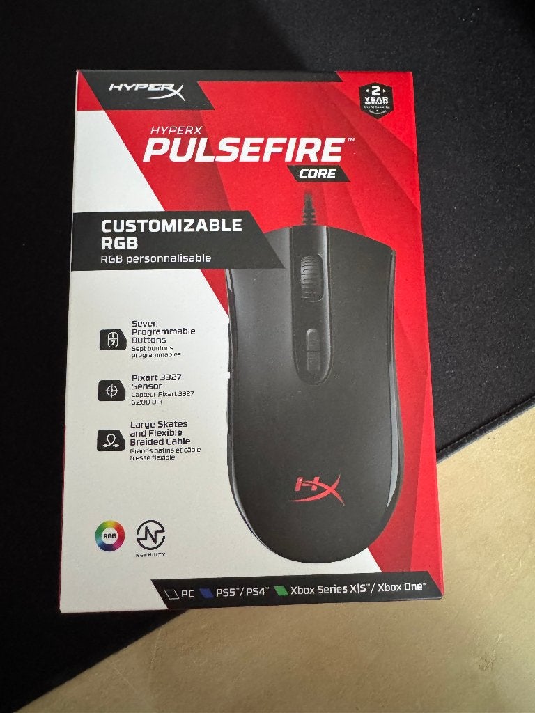 HyperX Pulsefire Core, Ophalen, Rechtshandig, Gaming muis, Nieuw