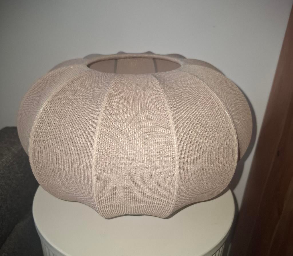 Taupe lampion, tulband tafellamp, lamp van stof, Japandi, Scandinavisch, modern,  hotel chique, rustiek, Ophalen of Verzenden