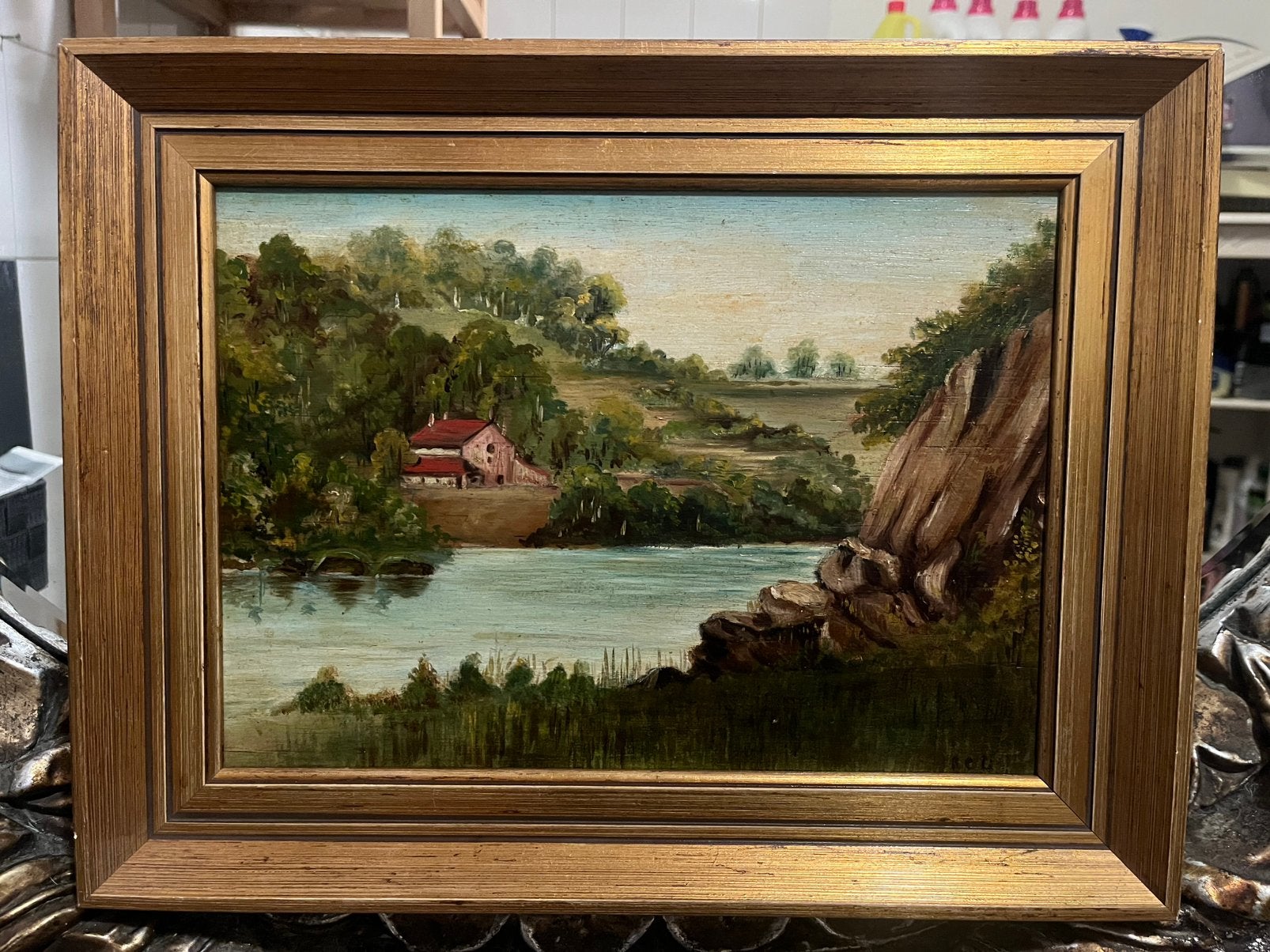 Antiek olieverf landschap schilderij, Antiek en Kunst, Kunst | Schilderijen | Klassiek, Ophalen of Verzenden