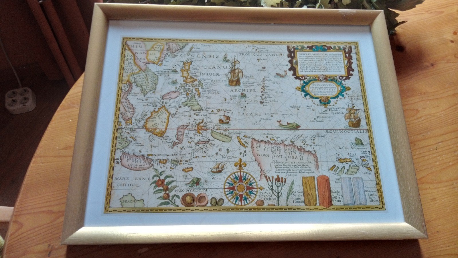 Ingelijste antieke kaart 'The Famous Moluccan Islands', Ophalen of Verzenden, Minder dan 50 cm, Schilderij