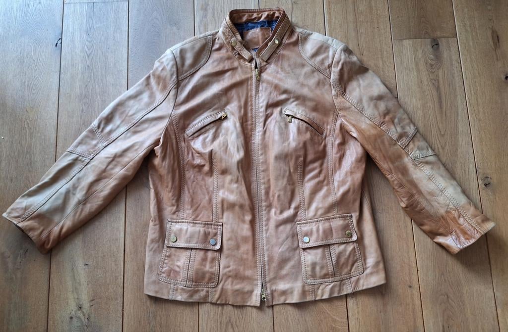 Cognac leren jasje mt 46, Ophalen of Verzenden, Zo goed als nieuw, Maat 46/48 (XL) of groter, Bruin