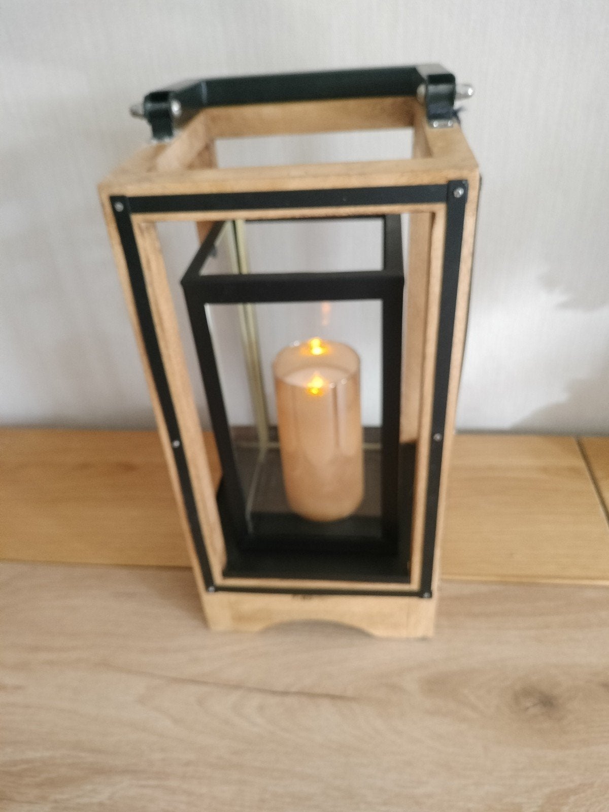 Mango houten lantaarn( Windlicht), Ophalen of Verzenden, Zo goed als nieuw, Hout