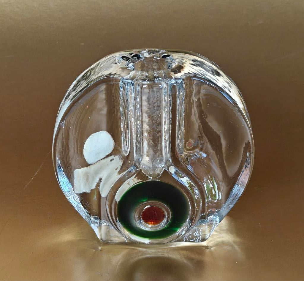 Walther Glas, solifleur vaasje. ' bullseye ' Mid Century, Verzamelen, Swarovski, Ophalen of Verzenden, Zo goed als nieuw, Figuurtje