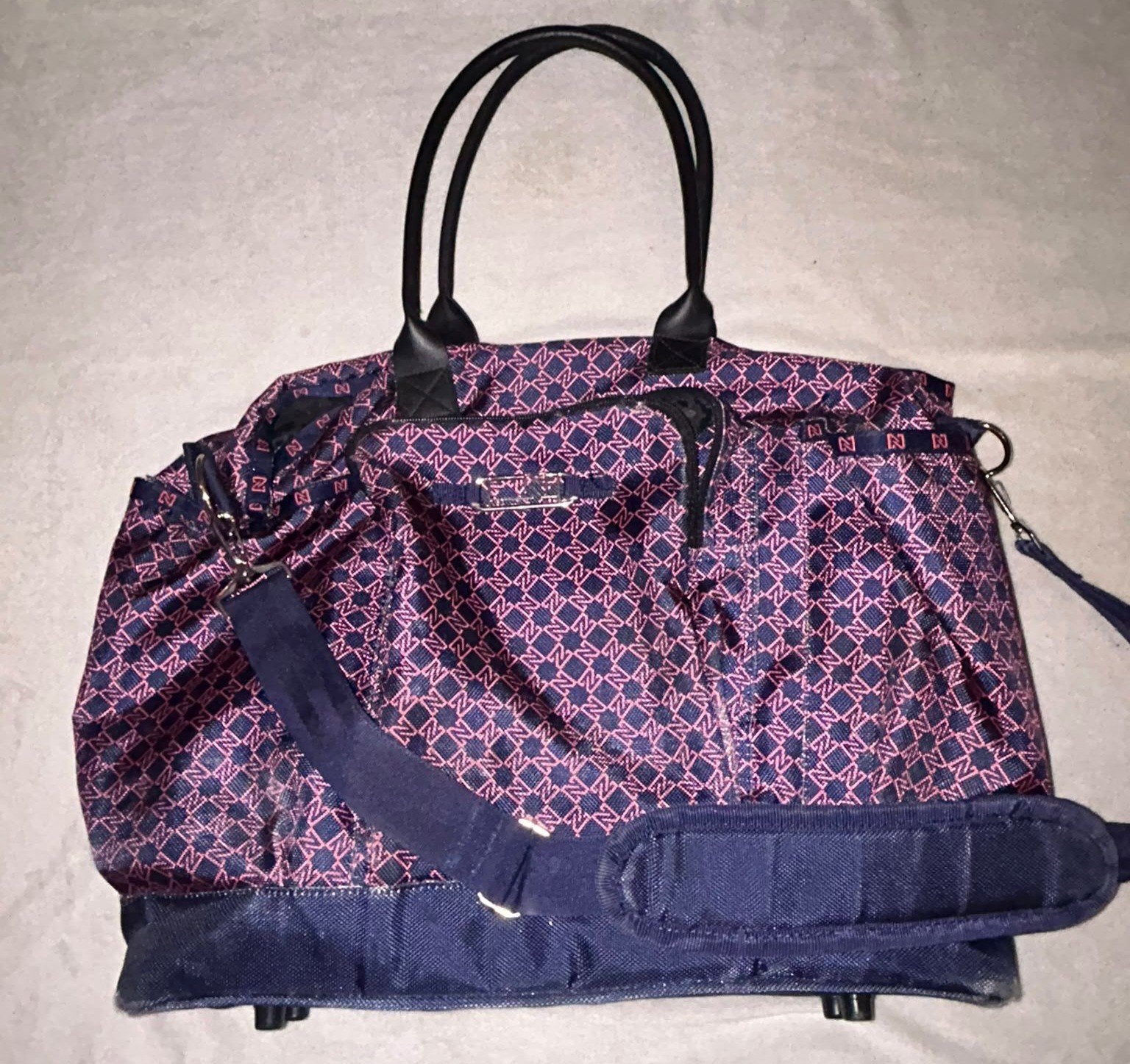Stijlvolle paardrijtas met patroon, Gebruikt, 20 tot 30 cm, Blauw, Ophalen of Verzenden