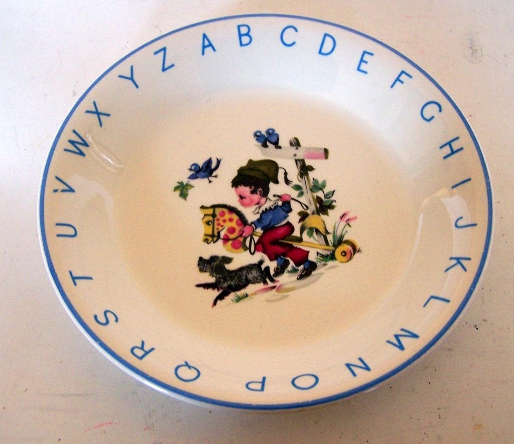Vintage Lord Nelson Pottery kinderbord met alfabet, Gebruikt, Overige merken, Keramiek, Vintage