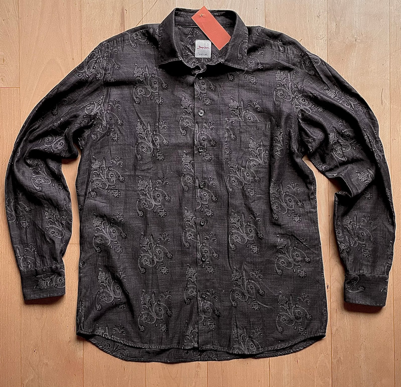 Signum Berlin design overhemd modern fit zwart grijs L, Ophalen of Verzenden, Zwart, Halswijdte 41/42 (L)