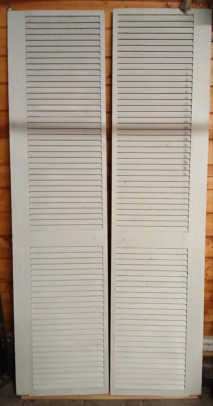 ✅️ 2 X Louvre-deuren D. 2.2 cm X Br. 46.8 cm/ dubbel 93.6 cm, Ophalen, Gebruikt, 80 tot 100 cm, Overige typen