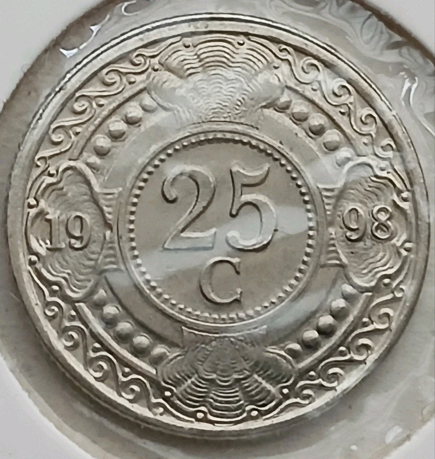 25 Cent 1998 Nederlandse Antillen Prachtige Oude Munt UNC, Ophalen of Verzenden