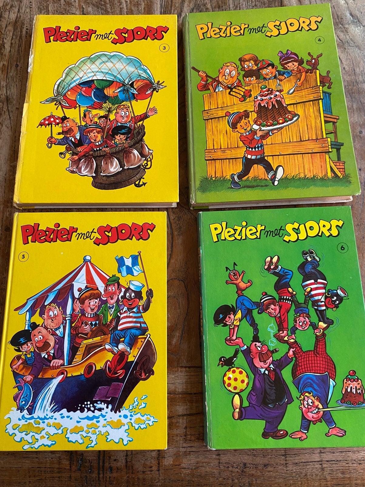 Plezier met Sjors, deel 3-4-5 en 6, Hardcover, Meerdere stripboeken, Ophalen of Verzenden, Gelezen