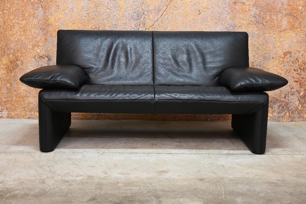 ZGANieuw zwarte leren Jori Linea design tweezitsbank, Leolux gelderland harvink rolf benz jori design on stock montis, Jori, 150 tot 200 cm