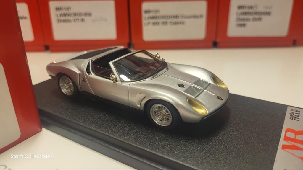MR Collection MR68 Lamborghini P400 S Jota Spyder Silver, Overige merken, Auto, Verzenden, Zo goed als nieuw