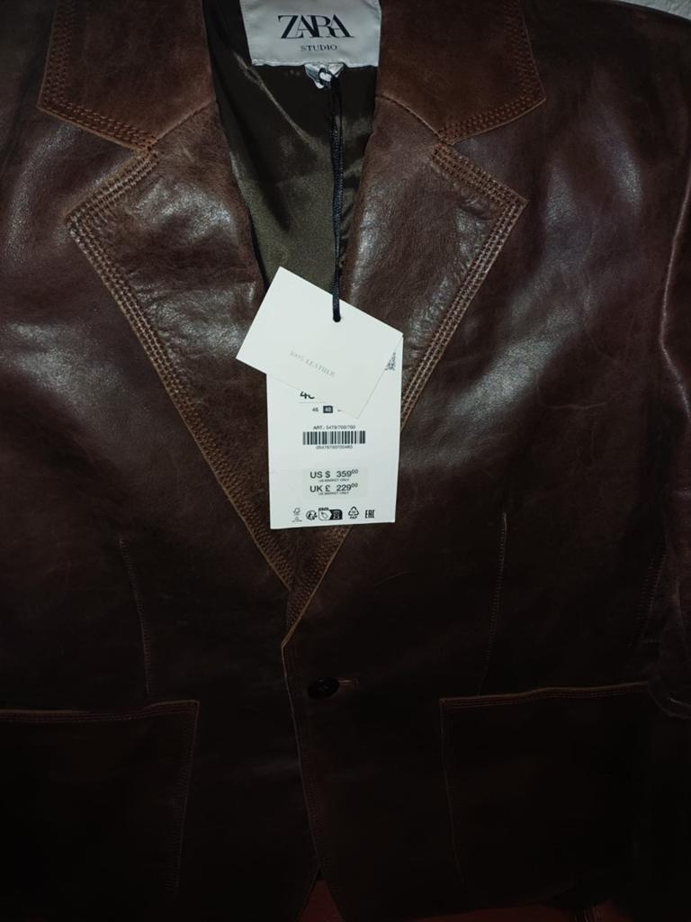 Zara echt leer  jas colbert  nieuw  maat 48 ofMaat M, Ophalen of Verzenden, Nieuw, Maat 48/50 (M), Zwart