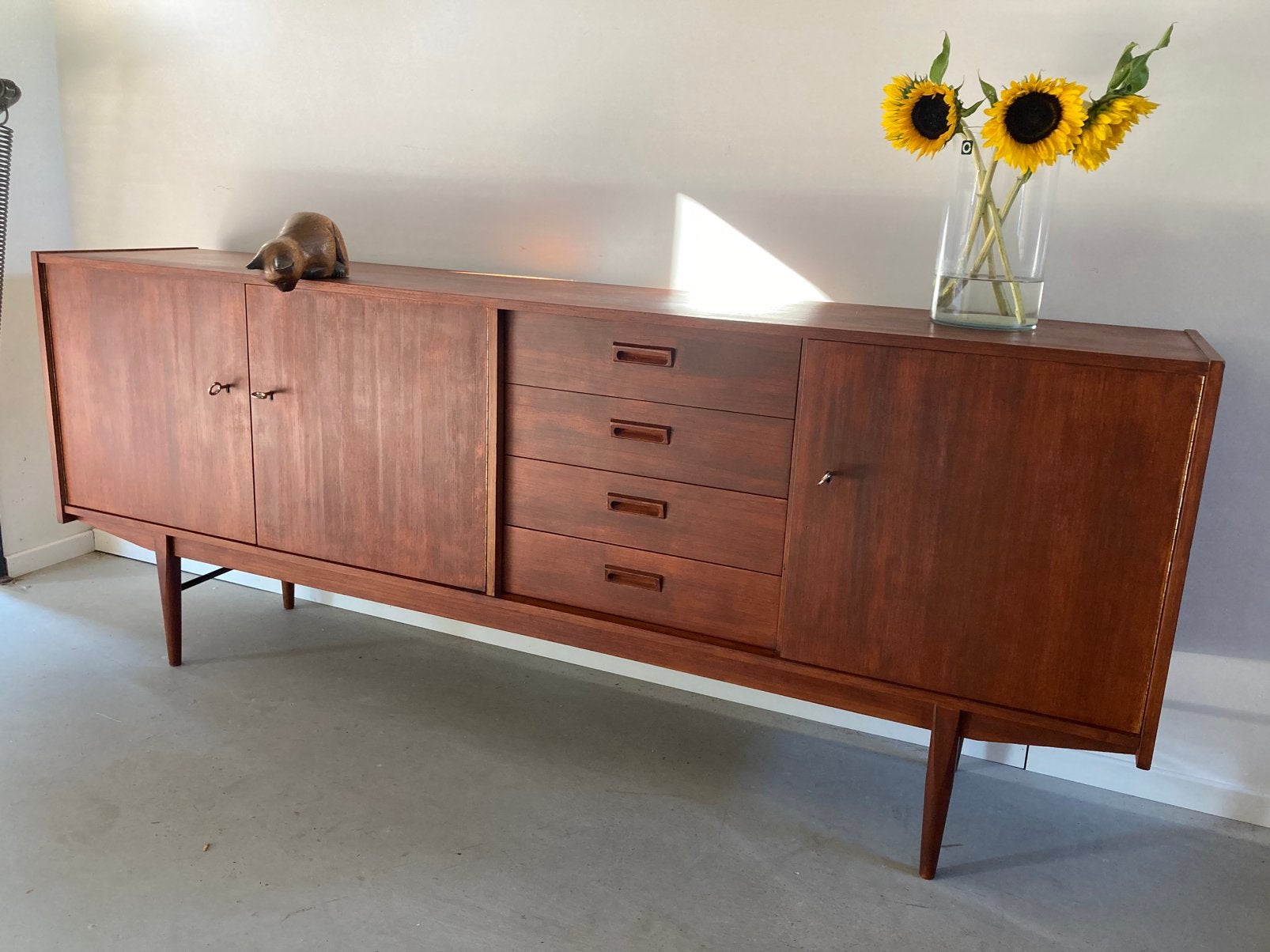 Midcentury vintage Deens design teak dressoir, Ophalen, Gebruikt, Met deur(en), Teakhout