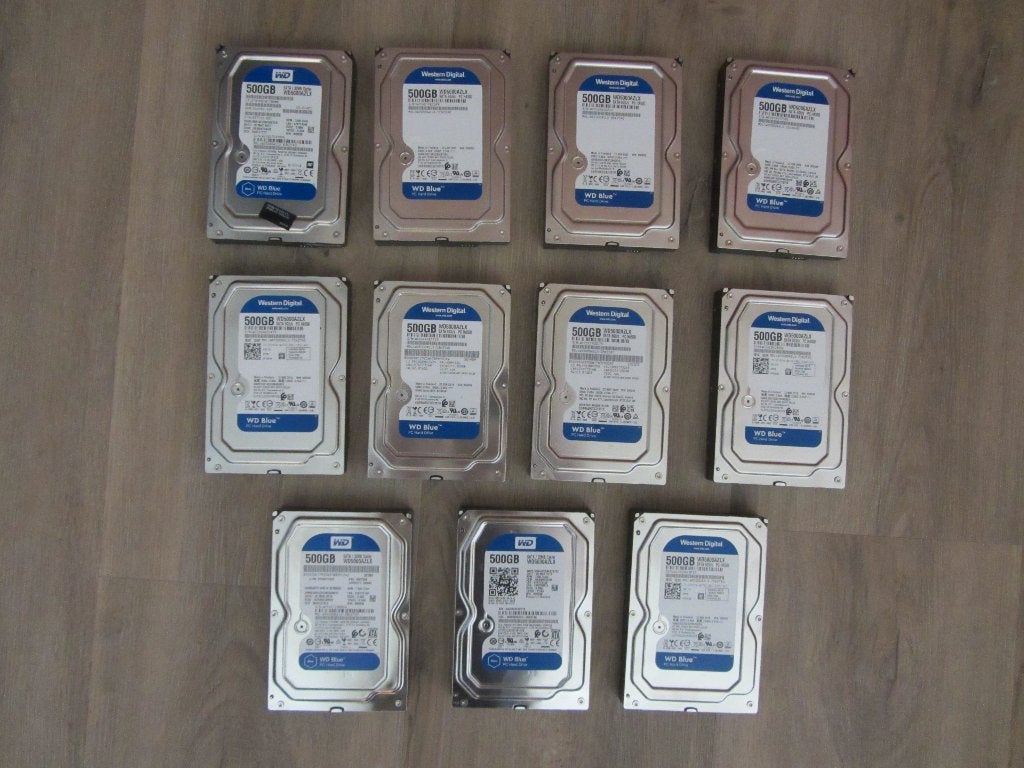 11x Western Digital Blue 500GB 7200RPM SATA 6Gbps 32MB Cache, Computers en Software, Harde schijven, Intern, Zo goed als nieuw