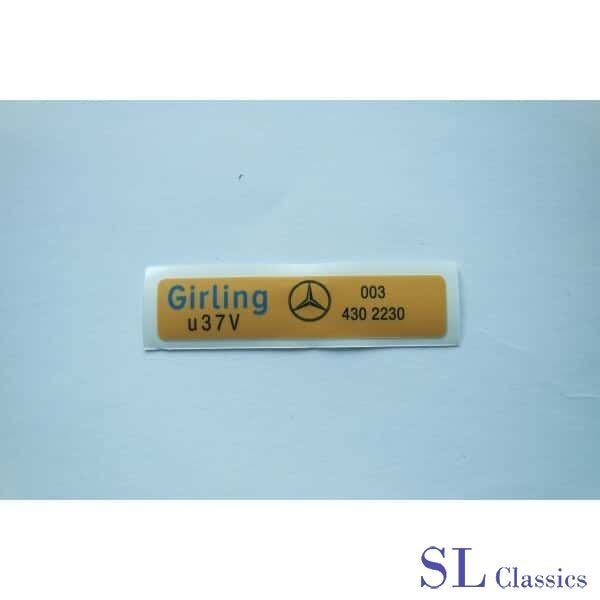 Stikker Girling Mercedes SL - SLC, R107 - W107 - C107, -, Nieuw, Ophalen of Verzenden, -