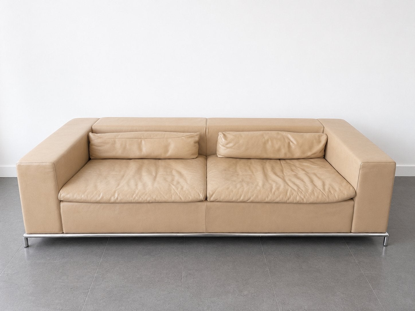 Originele De Sede DS-7 designbank | Crème leder | 253 cm |, Ophalen, Zo goed als nieuw, 75 tot 100 cm