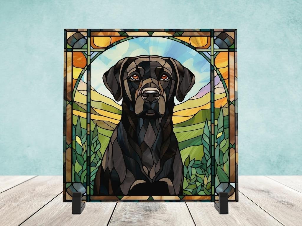 Labrador Glas in Lood tegel incl houder, Ophalen of Verzenden, Zo goed als nieuw