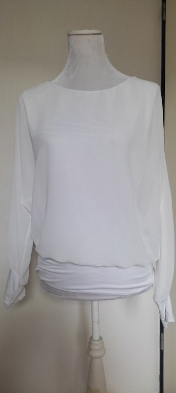 Sandro Ferrone roomwitte tuniekblouse, M, Verzenden, Zo goed als nieuw, Maat 38/40 (M), Wit